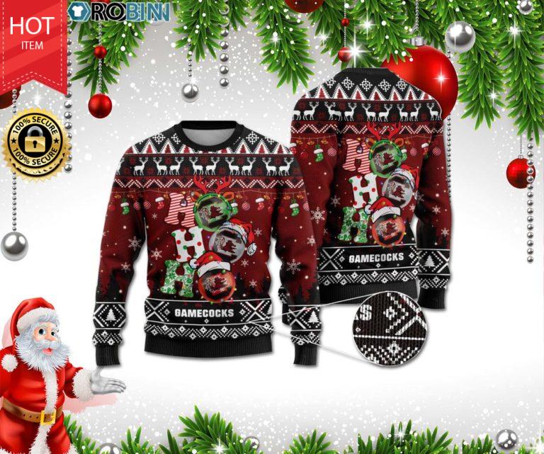 South Carolina Gamecocks Ho Ho Ho 3D Print Christmas Wool Sweater