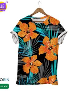 Hibiscus Orange In Summer  3D All Over Print T-Shirt