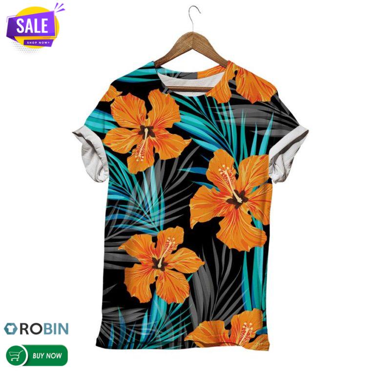 Hibiscus Orange In Summer  3D All Over Print T-Shirt