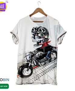 Skull Motobike Racer  3D All Over Print T-Shirt