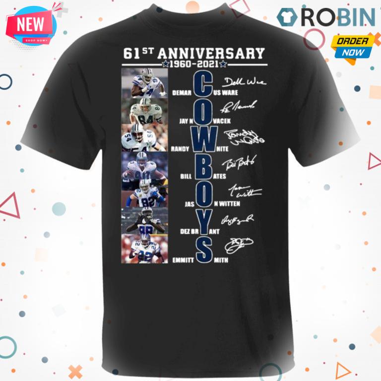 Cowboys 61st Anniversary Players Signatures 1960 2021 Shirt