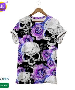 Skull Violet  3D All Over Print T-Shirt