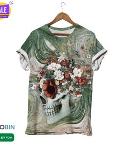 Flower Lady Skull  3D All Over Print T-Shirt