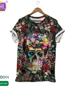 Colorful Flowers Skull  3D All Over Print T-Shirt