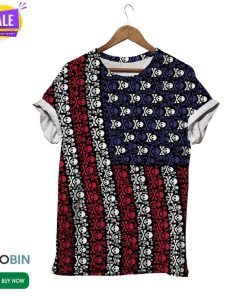 Patriotic Flag Skull  3D All Over Print T-Shirt
