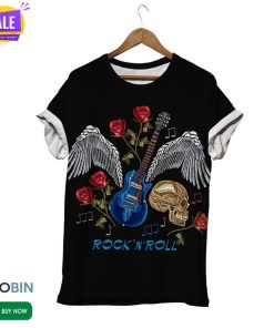 Wing Guitar Rose Skull  3D All Over Print T-Shirt