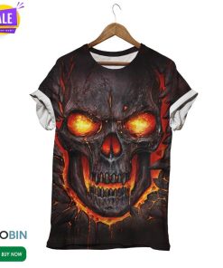 Skull On Fire  3D All Over Print T-Shirt