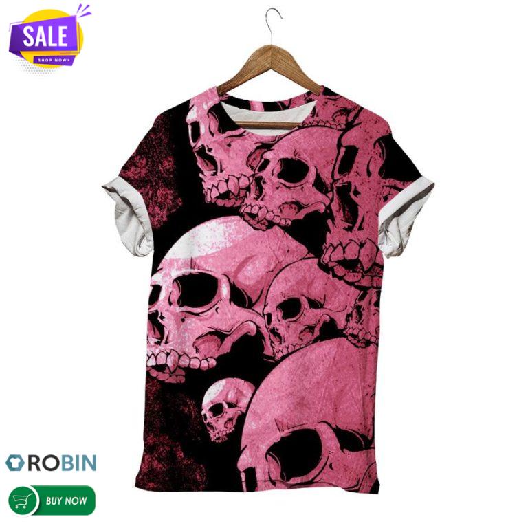 Pink Skull  3D All Over Print T-Shirt
