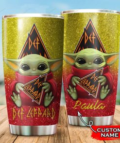 Baby Yoda Hug Def Leppard Band Tumbler Cup