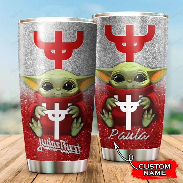 Baby Yoda Hug Judas Priest Band Tumbler Cup