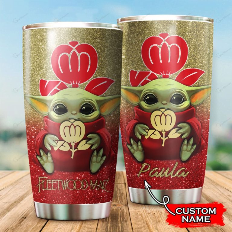 Baby Yoda Hug Fleetwood Mac Band Tumbler Cup