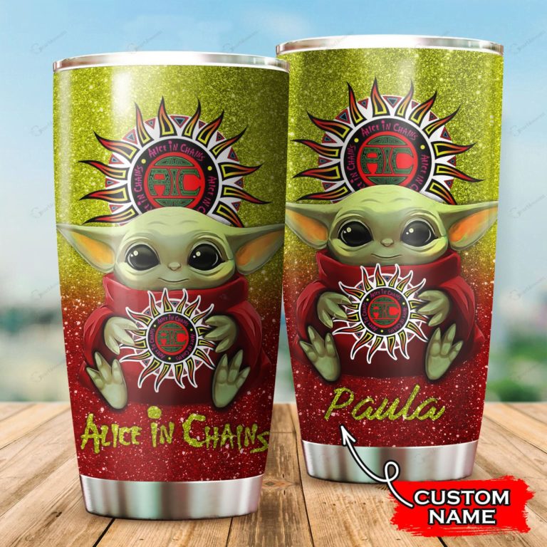 Baby Yoda Hug Alice In Chains Band Tumbler Cup