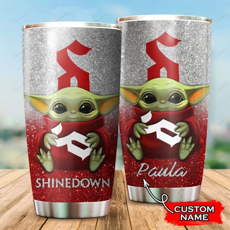 Baby Yoda Hug Shinedown Band Tumbler Cup