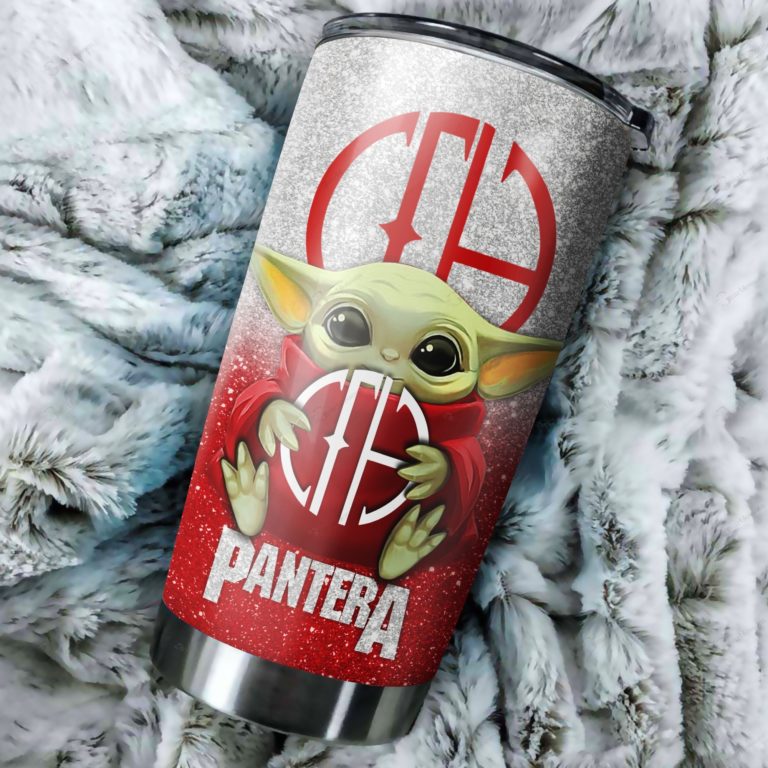 Baby Yoda Hug Pantera Band Tumbler Cup