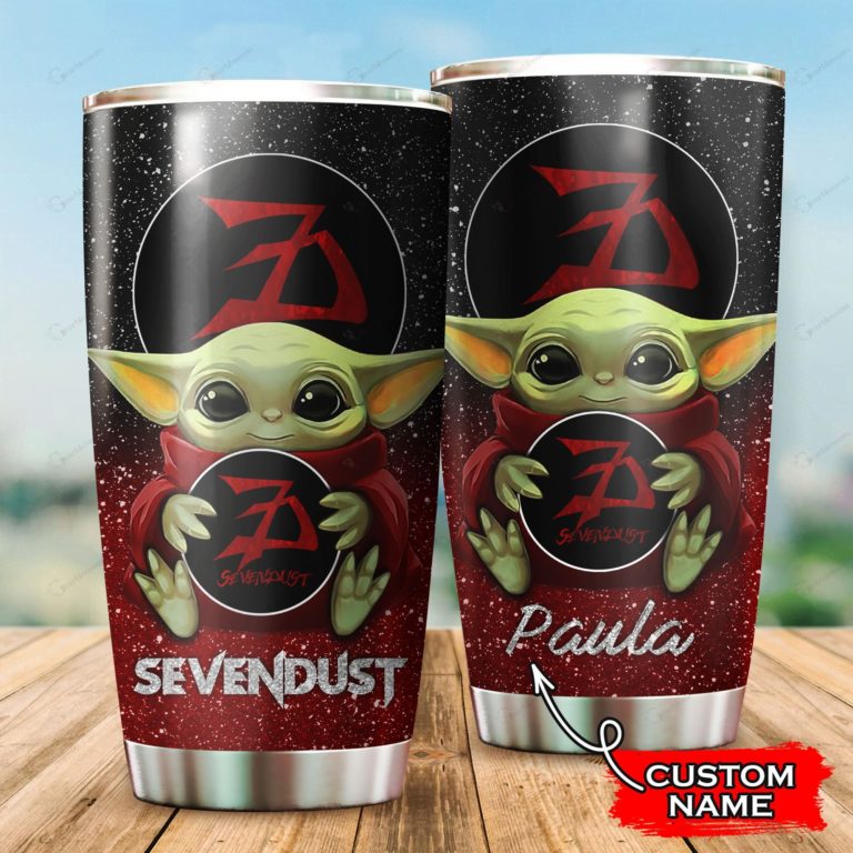 Baby Yoda Hug Sevendust Band Tumbler Cup