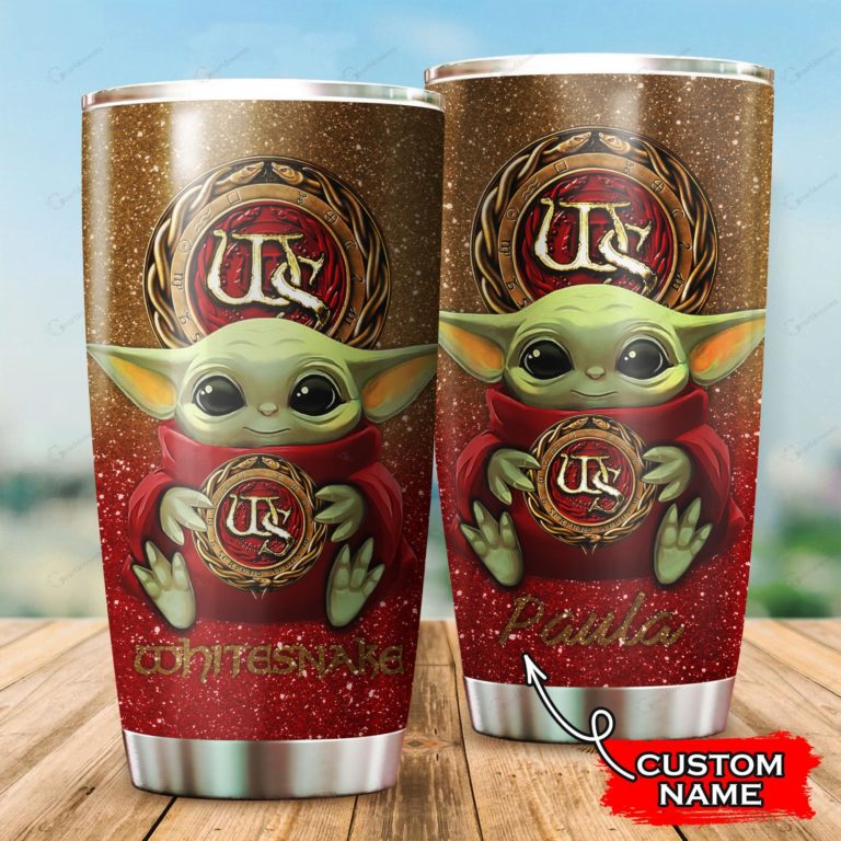 Baby Yoda Hug Whitesnake Band Tumbler Cup