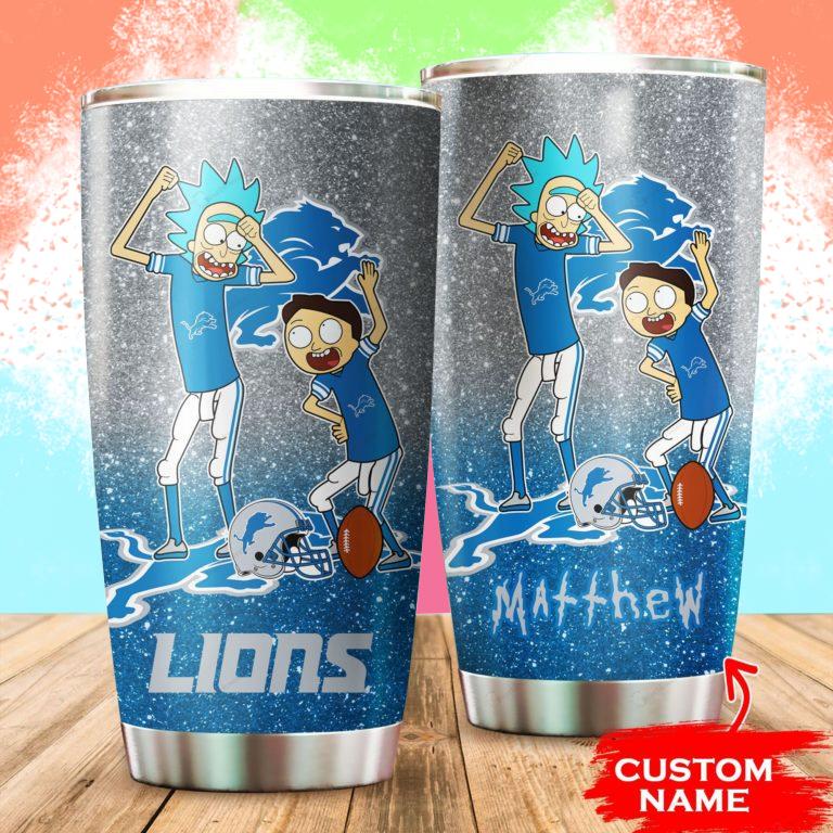 Detroit Lions Rick and Morty Custom Name Tumbler