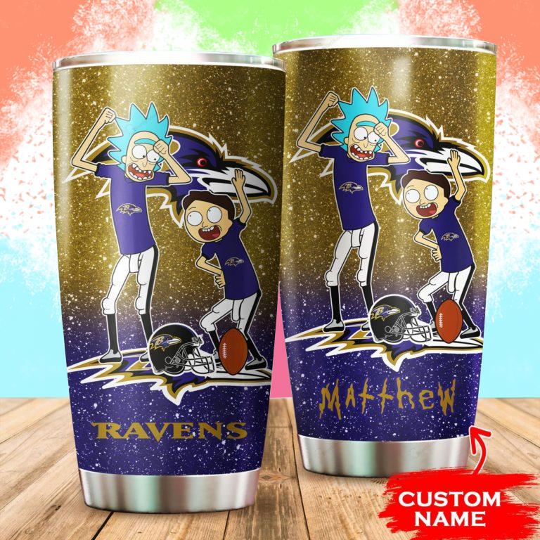 Baltimore Ravens Rick and Morty Custom Name Tumbler