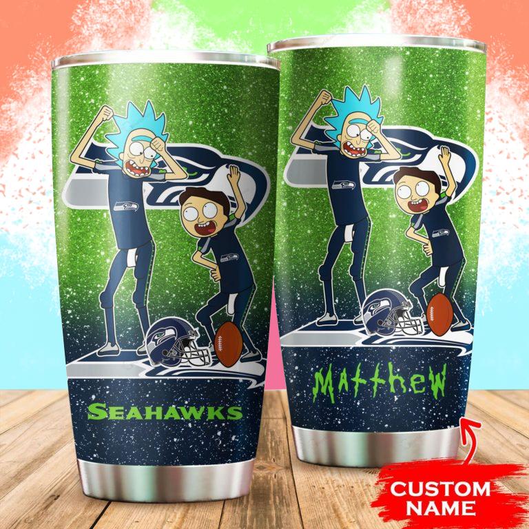Seattle Seahawks Rick and Morty Custom Name Tumbler