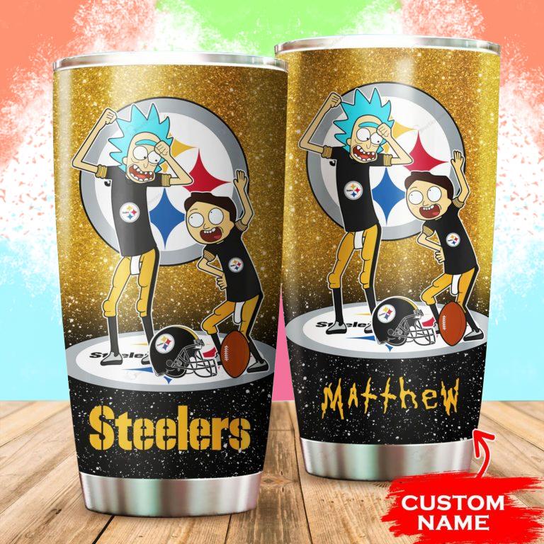 Pittsburgh Steelers Rick and Morty Custom Name Tumbler