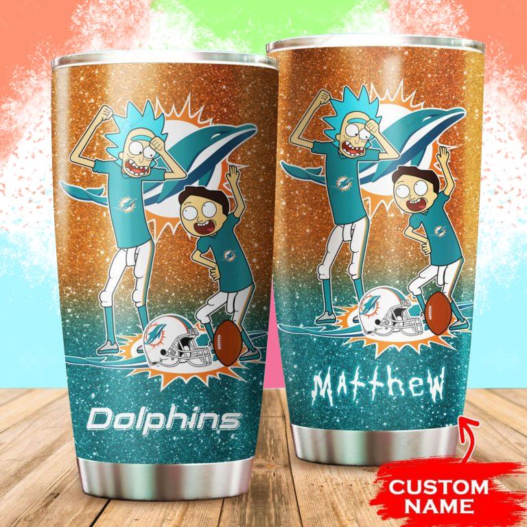 Miami Dolphins Rick and Morty Custom Name Tumbler