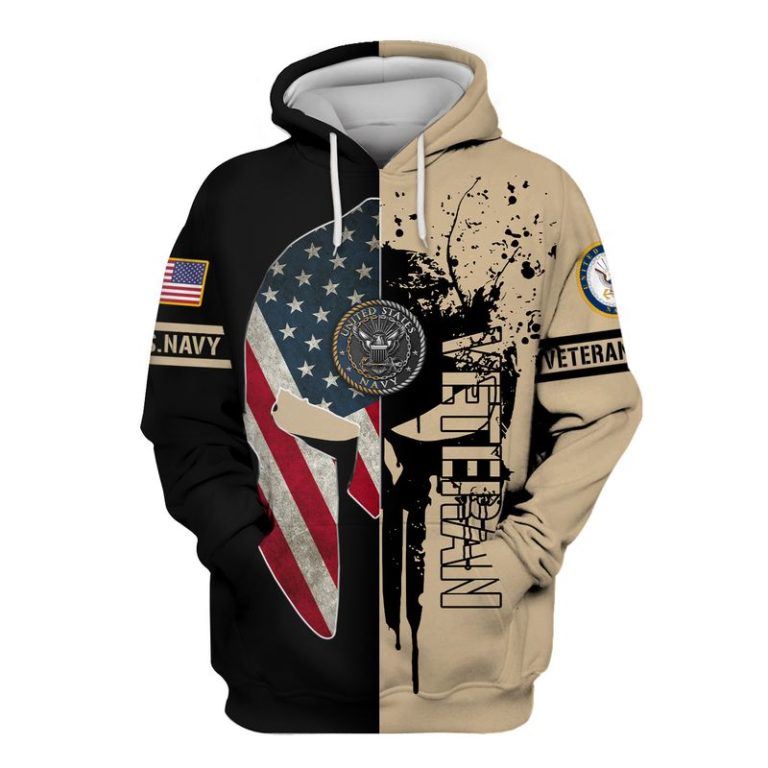American Flag Spartan Helmet Punisher Skull Us Navy Veteran 3d Hoodie, T-shirt