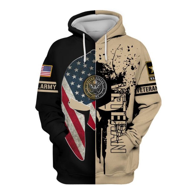 American Flag Spartan Helmet Punisher Skull Us. Army Veteran 3d Hoodie, T-shirt