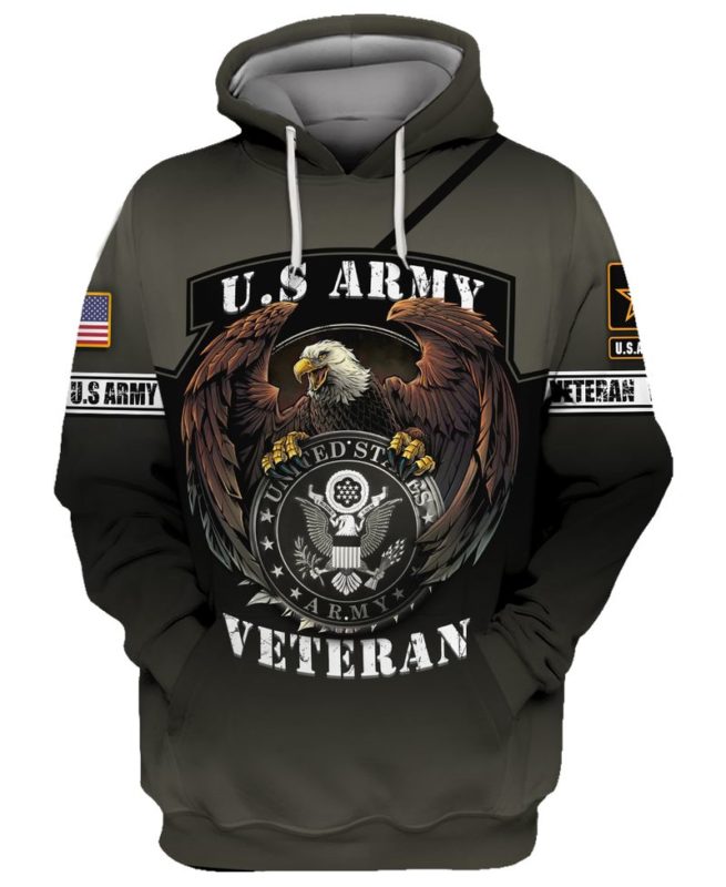 Bald Eagle Hold US Army Veteran 3D Hoodie, T-shirt USARM8591