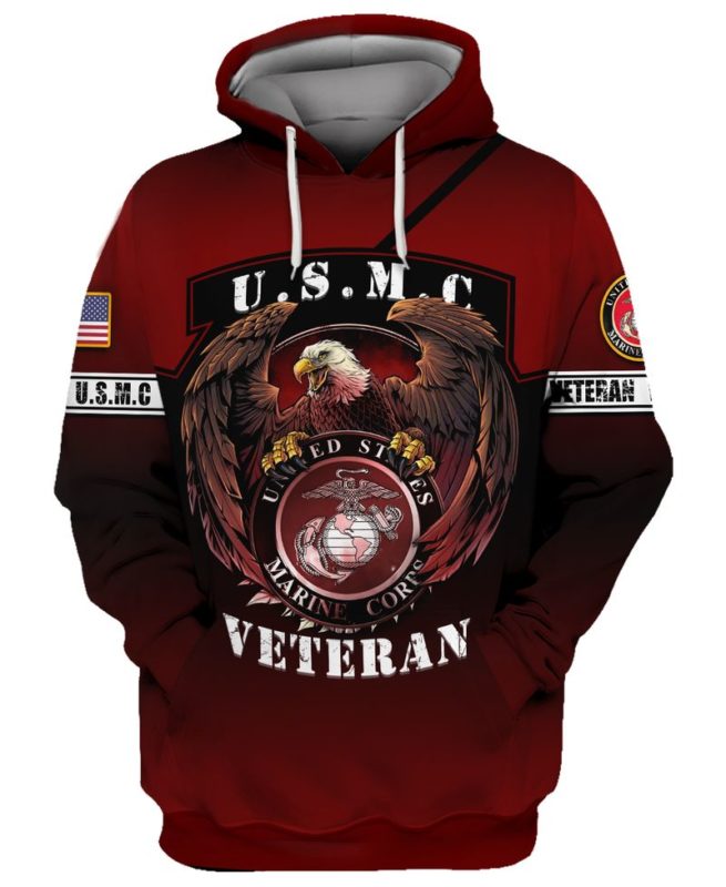 Bald Eagle Hold US Marine Corps Veteran 3D Hoodie, T-shirt USMC31842