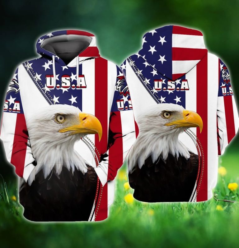 Bald Eagle Usa Flag 3d Print T Shirt, Hoodie, Zip And Sweatshirt
