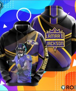 Baltimore Ravens Lamar Jackson Signature 3D Print Hoodie