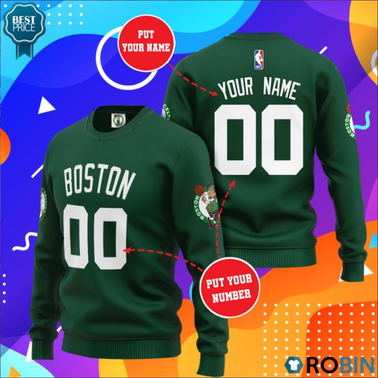 Boston Celtics Personalized All Over Print Sweater
