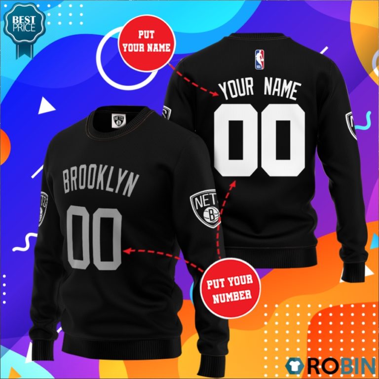 Brooklyn Nets Personalized All Over Print Sweater