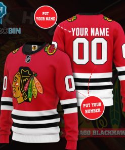 Chicago Blackhawks Personalized 3D Full Printed Sweater Chicago Blackhawks Personalized 3D Full Printed Sweater