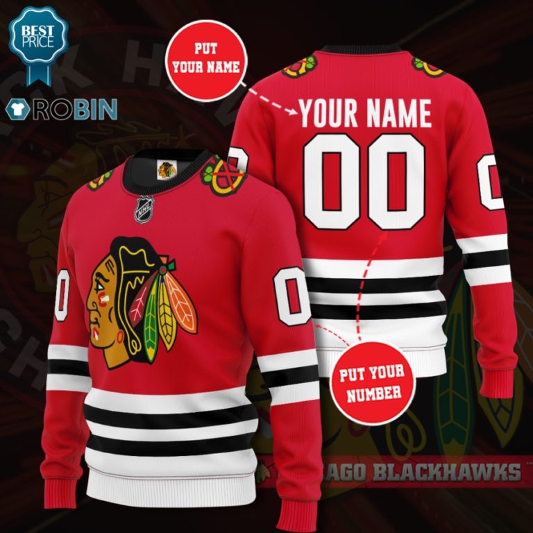 Chicago Blackhawks Personalized 3D Full Printed Sweater