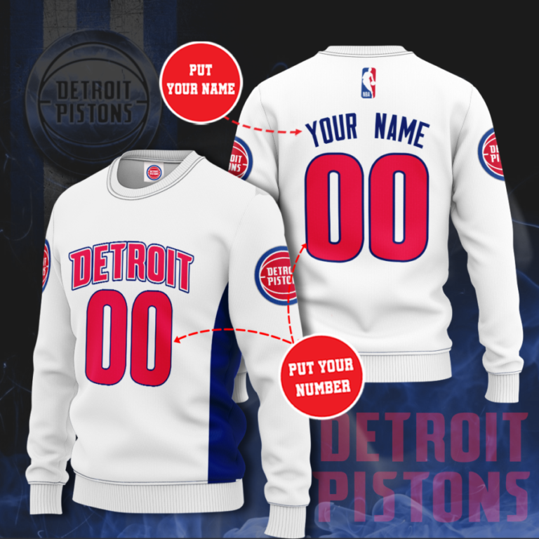 Detroit Pistons Personalized All Over Print Sweater