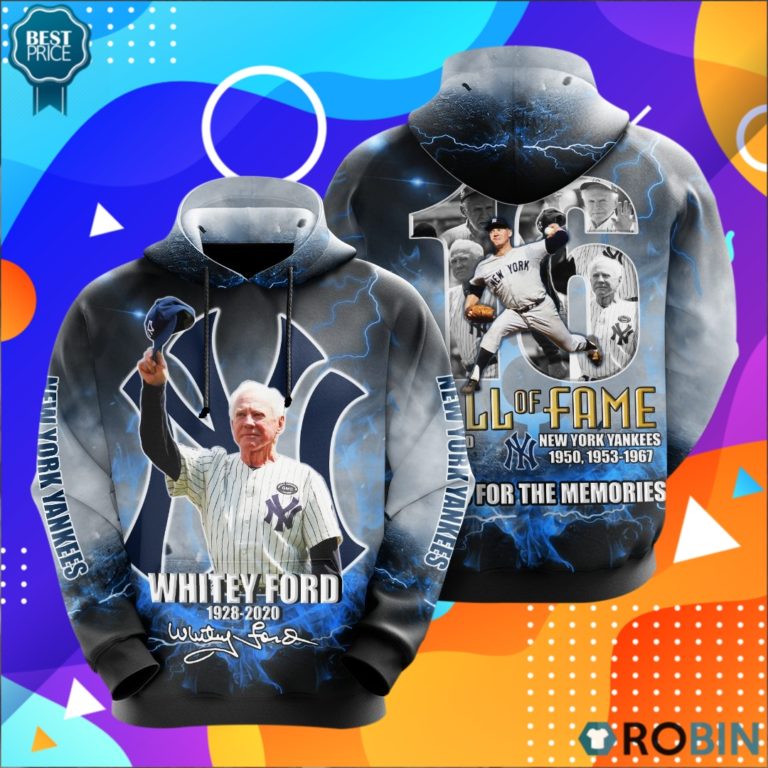 Hall Of Fame 16 Year Whitey Ford 1928 2020 Thank You For The Memories 3D Print Hoodie