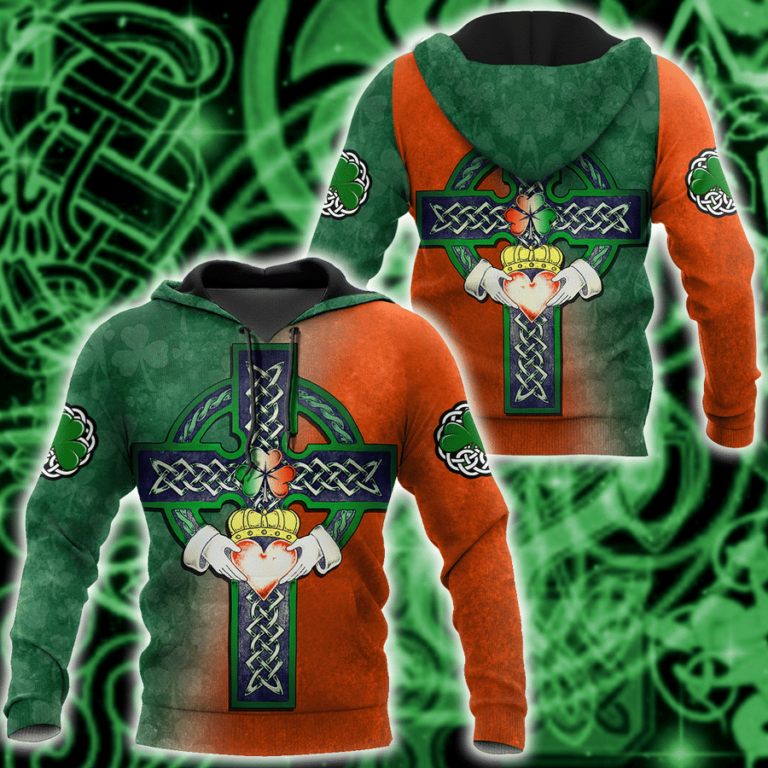 Irish St.patrick Irish Celtic Cross Hold Heart 3d Hoodie, T Shirt