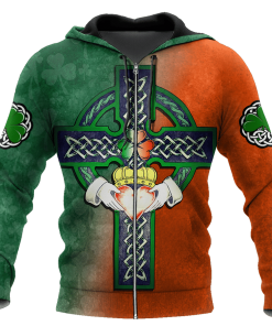 Irish St.patrick Irish Celtic Cross Hold Heart 3d Hoodie, T Shirt Irish St.patrick Irish Celtic Cross Hold Heart 3d Hoodie, T Shirt