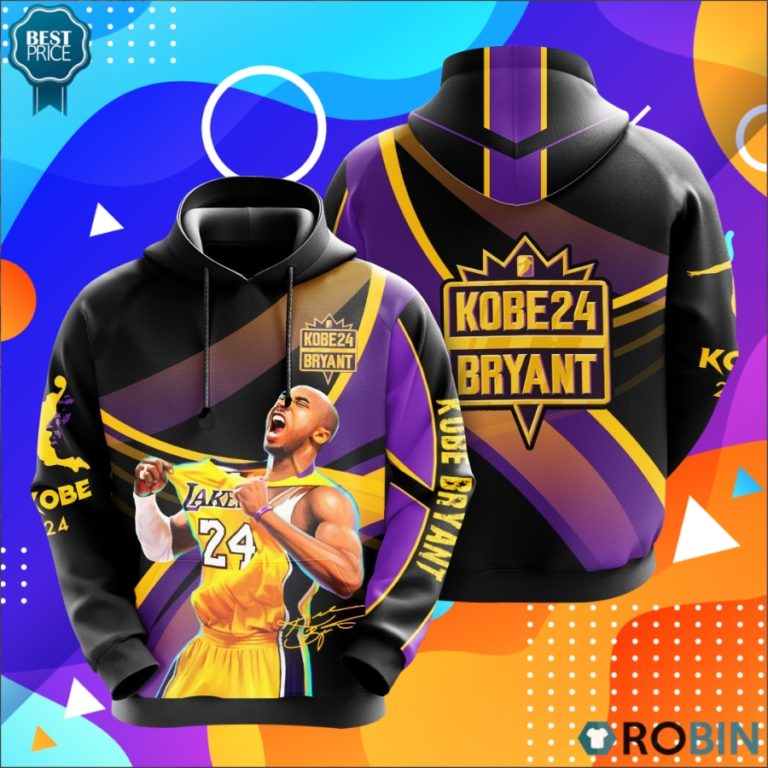 Los Angeles Lakers Kobe Bryant Signature 3D Print Hoodie