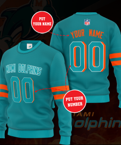 Miami Dolphins Personalized All Over Print Sweater
