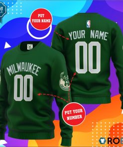 Milwaukee Bucks Personalized All Over Print Sweater