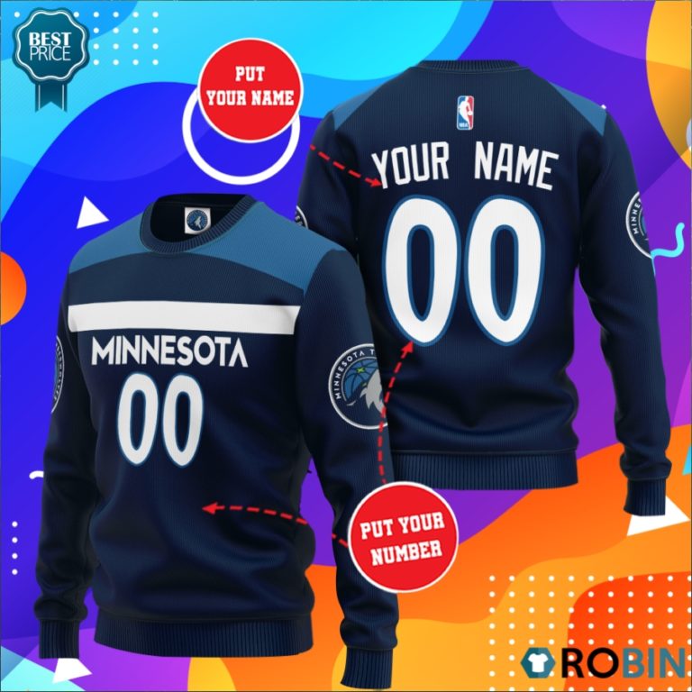 Minnesota Timberwolves Personalized All Over Print Sweater