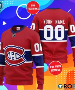 Montréal Canadiens Personalized All Over Print Sweater Montréal Canadiens Personalized All Over Print Sweater