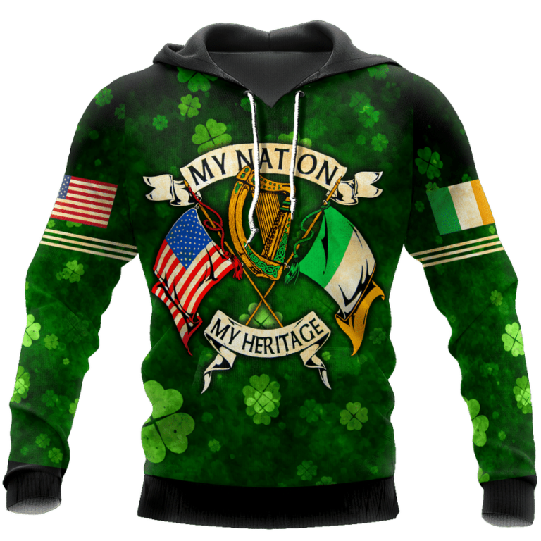 My Nation My Heritage Irish American 3D Hoodie, T-shirt