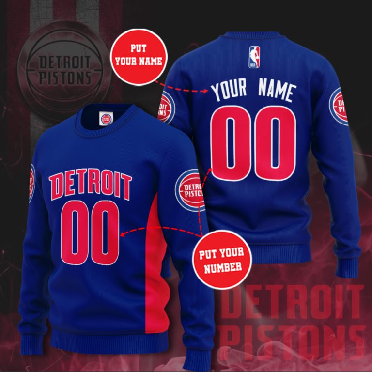 Nba Detroit Pistons Personalized All Over Print Sweater