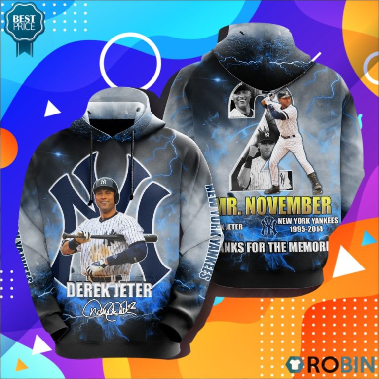New York Yankees Derek Jeter Mr. November Thanks You For The Memories 3D Print Hoodie