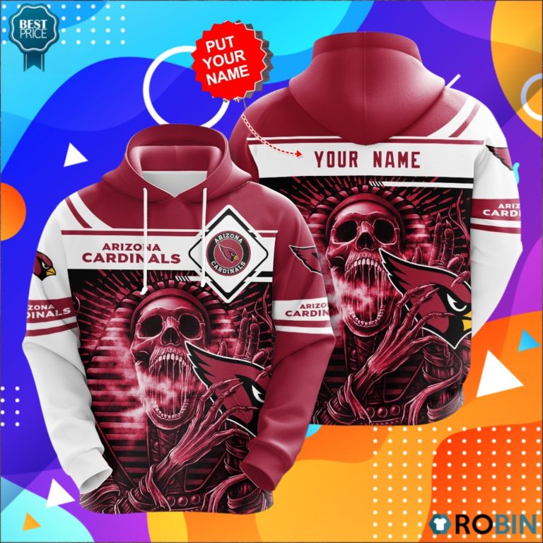 Personalized Arizona Cardinals Skull 3D Print Hoodie