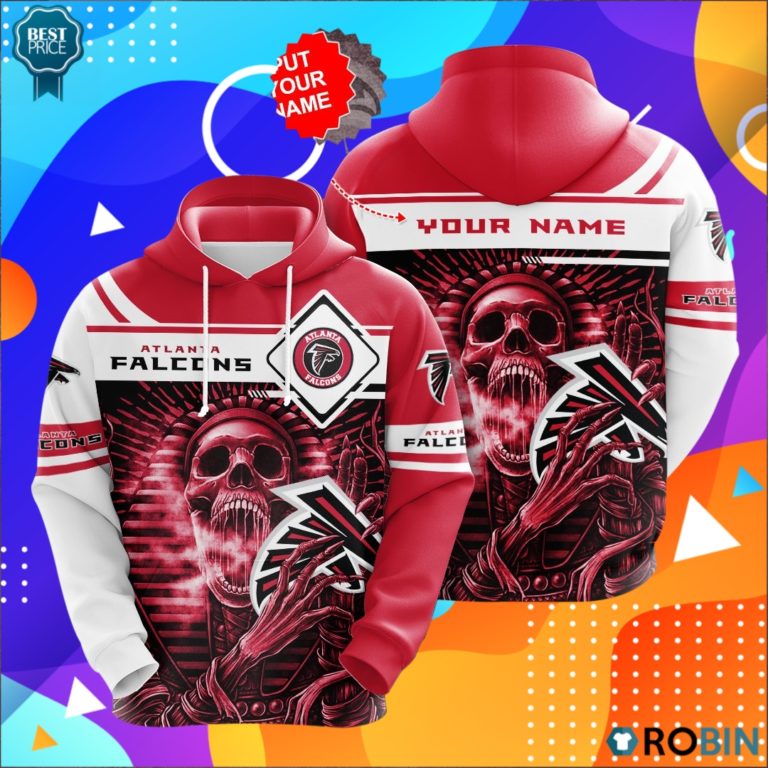 Personalized Atlanta Falcons Skull 3D Print Hoodie
