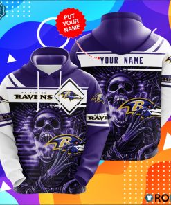 Personalized Baltimore Ravens Skull 3D Print Hoodie